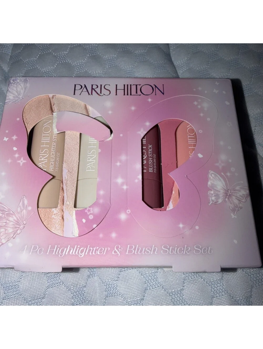 Paris Hilton 4PC Highlighter & Blush Stick Makeup Set Radiant Glow New